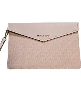 Michael Kors Pale Pink Monogram Envelope Clutch NWOT